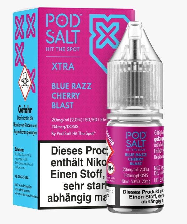 Pod Salt Xtra Liquid 10ml 20mg - Blue Razz Cherry Blast
