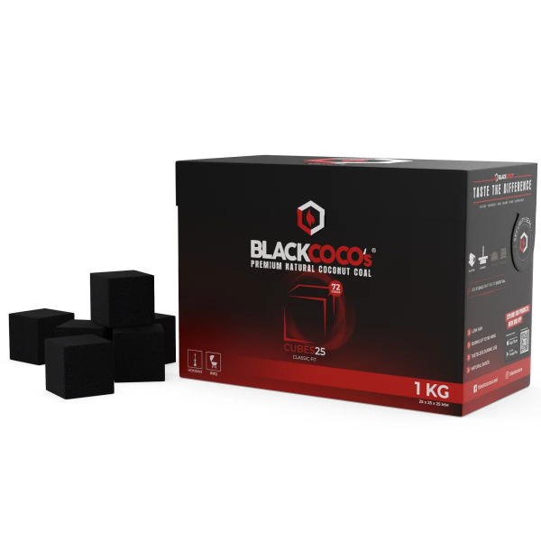 Black Cocos Kokosnuss Naturkohle 1kg - 25er im Karton