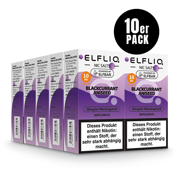 Elfbar Elfliq 10 x 10ml 10mg - Blackcurrant Aniseed - 10 Stück