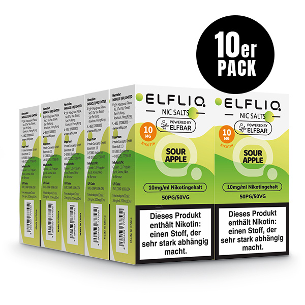 Elfbar Elfliq 10 x 10ml 10mg - Sour Apple - 10 Stück