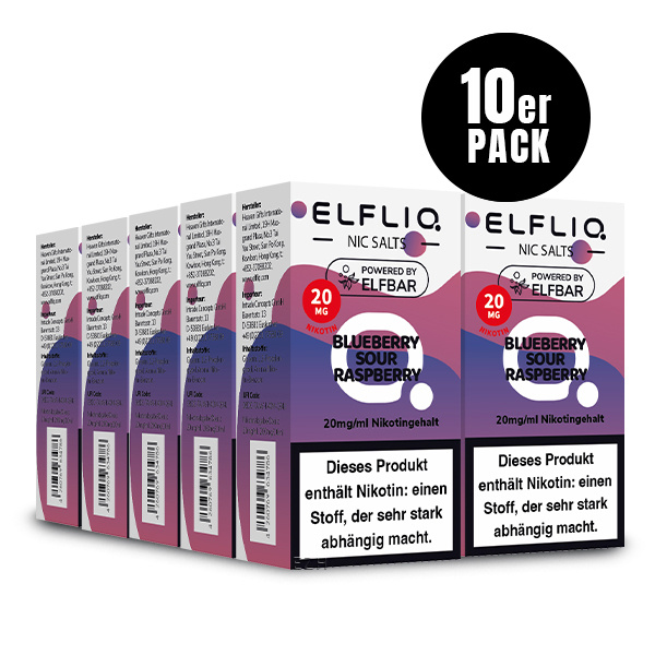 Elfbar Elfliq 10 x 10ml 20mg - Blueberry Sour Raspberry - 10 Stück
