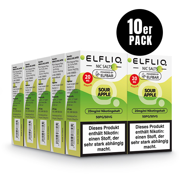Elfbar Elfliq 10 x 10ml 20mg - Sour Apple - 10 Stück