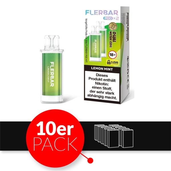 Flerbar Liquid Pod 2er Pack (2 x 2ml) 20mg Nikotin - Lemon Mint 10er Pack