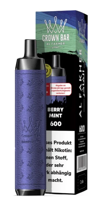 Al Fakher Crown Bar 600 - Einweg E-Shisha ca. 600 Züge - Berry Mint