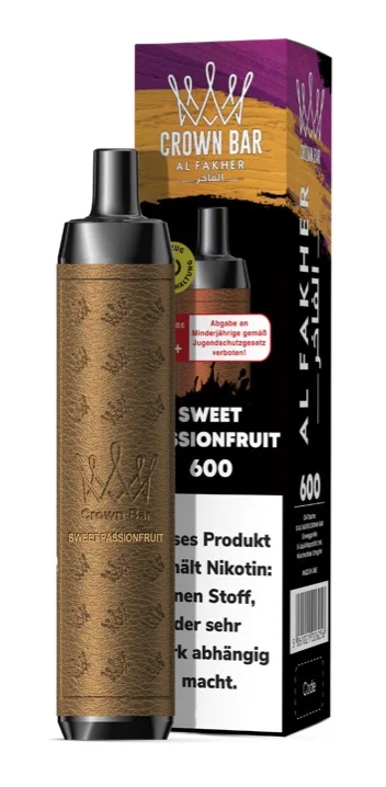 Al Fakher Crown Bar 600 - Einweg E-Shisha ca. 600 Züge - Sweet Passionfruit