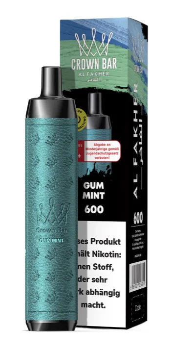 Al Fakher Crown Bar 600 - Einweg E-Shisha ca. 600 Züge - Gum Mint