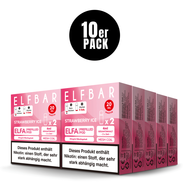 ELFBAR ELFA Liquid Pod 2er Pack (2 x 2ml) 20mg Nikotin - Strawberry Ice 10er Pack