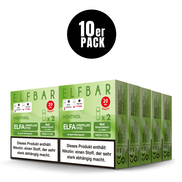 ELFBAR ELFA Liquid Pod 2er Pack (2 x 2ml) 20mg Nikotin - Menthol 10er Pack