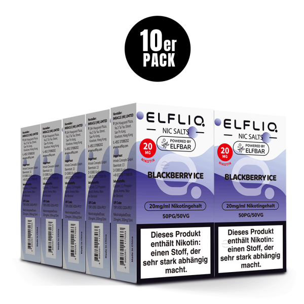 Elfbar Elfliq 10 x 10ml 20mg - Blackberry Ice - 10 Stück