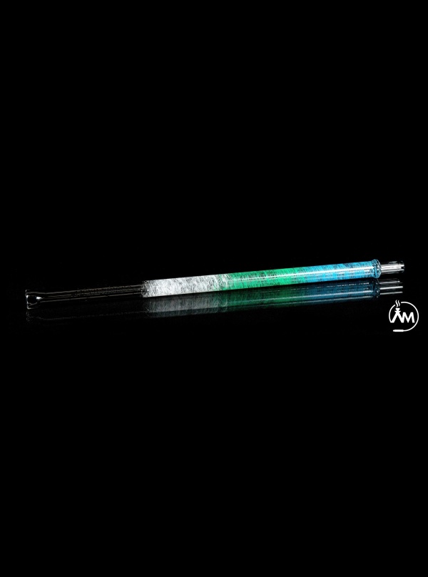 Devil Smoke Glasmundstück Triple Tiger - flach - neon blau / neon grün / weiß