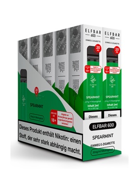 Elfbar - Einweg E-Shisha ca. 600 Züge - Spearmint - 20 mg/ml 10er Pack