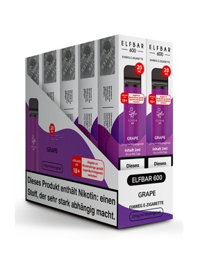 Elfbar - Einweg E-Shisha ca. 600 Züge - Grape - 20 mg/ml 10er Pack