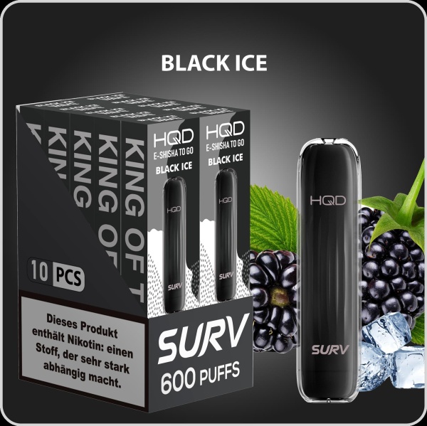 HQD Surv - Einweg E-Shisha ca. 600 Züge - Blackberry Ice 18mg 10er Pack