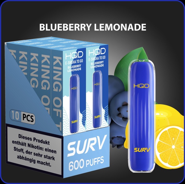 HQD Surv - Einweg E-Shisha ca. 600 Züge - Blueberry Lemonade 18mg 10er Pack