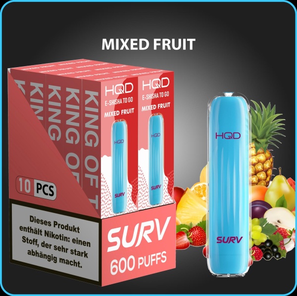 HQD Surv - Einweg E-Shisha ca. 600 Züge - Mixed Fruits 18mg 10er Pack