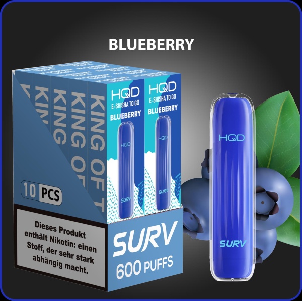 HQD Surv - Einweg E-Shisha ca. 600 Züge - Blueberry 18mg 10er Pack