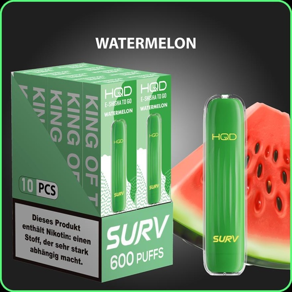 HQD Surv - Einweg E-Shisha ca. 600 Züge - Watermelon 18mg 10er Pack