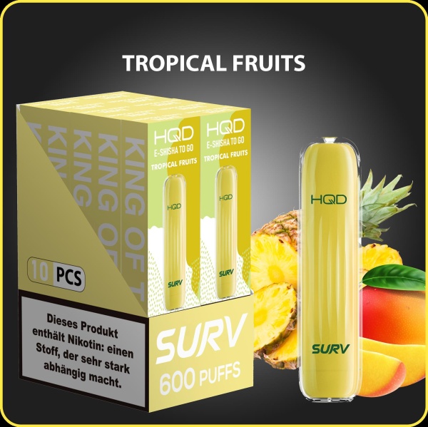 HQD Surv - Einweg E-Shisha ca. 600 Züge - Tropical Fruits 18mg 10er Pack