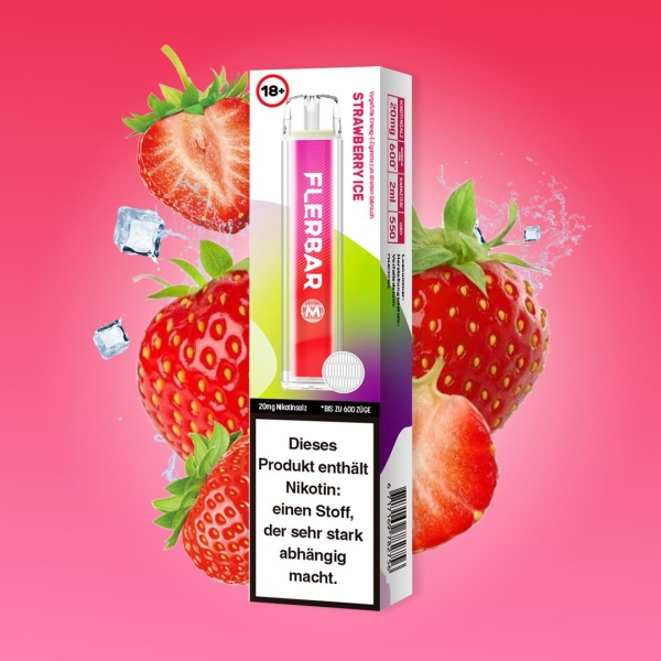 Flerbar M - Einweg E-Shisha ca. 600 Züge - Strawberry Ice - 20 mg/ml