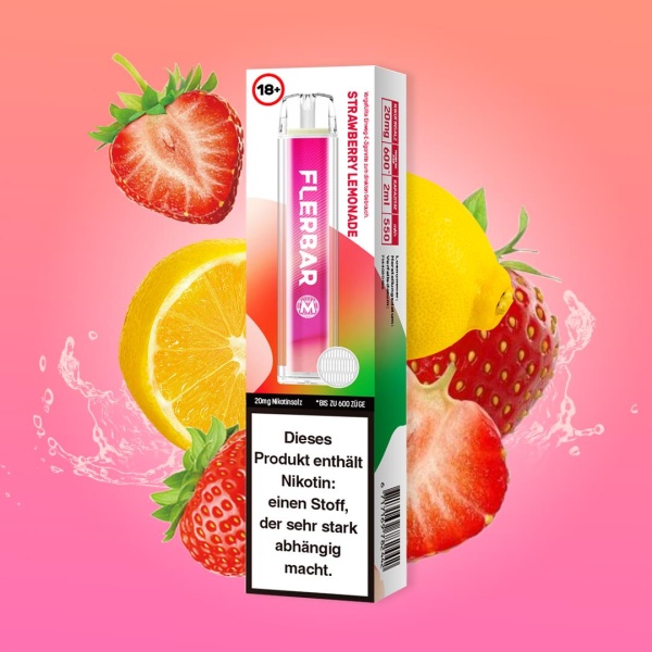 Flerbar M - Einweg E-Shisha ca. 600 Züge - Strawberry Lemonade - 20 mg/ml