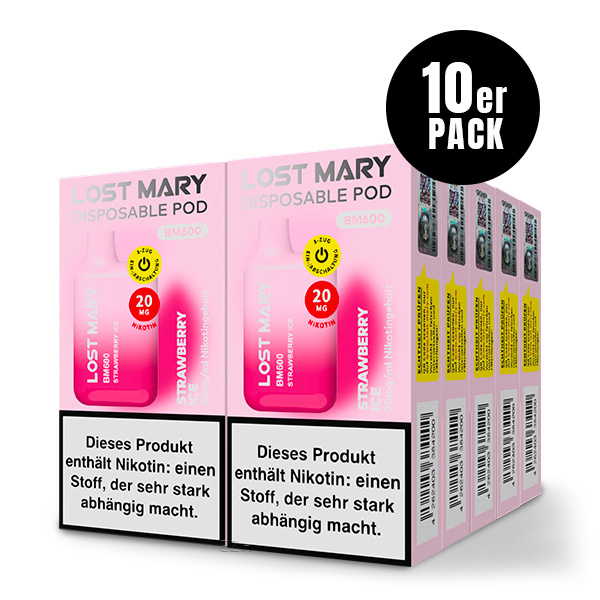 Elfbar Lost Mary - Einweg E-Shisha ca. 600 Züge - Strawberry Ice - 20 mg/ml 10er Pack