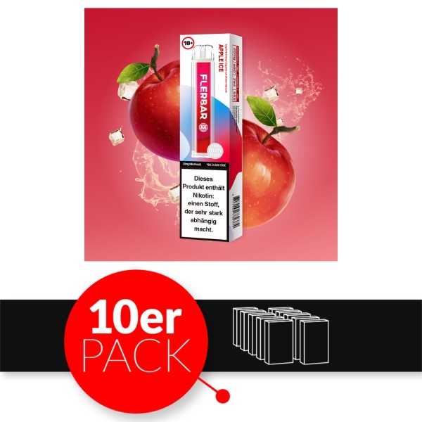 Flerbar M - Einweg E-Shisha ca. 600 Züge - Apple Ice - 20 mg/ml 10er Pack