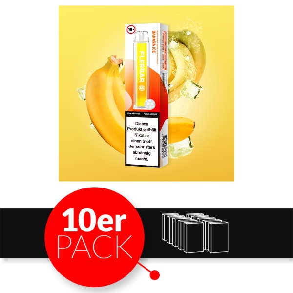 Flerbar M - Einweg E-Shisha ca. 600 Züge - Banana Ice - 20 mg/ml 10er Pack