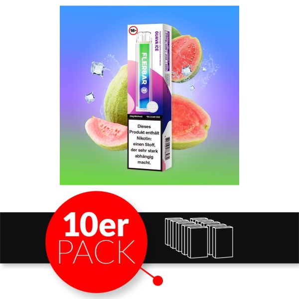 Flerbar M - Einweg E-Shisha ca. 600 Züge - Guava Ice - 20 mg/ml 10er Pack