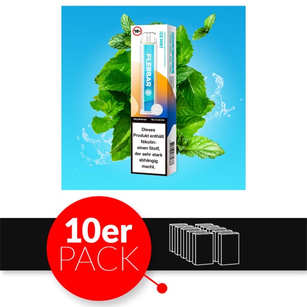 Flerbar M - Einweg E-Shisha ca. 600 Züge - Ice Mint - 20 mg/ml 10er Pack