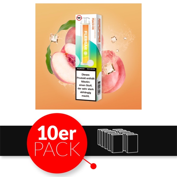 Flerbar M - Einweg E-Shisha ca. 600 Züge - Peach Ice - 20 mg/ml 10er Pack