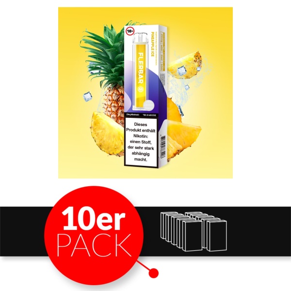 Flerbar M - Einweg E-Shisha ca. 600 Züge - Pineapple Ice - 20 mg/ml 10er Pack