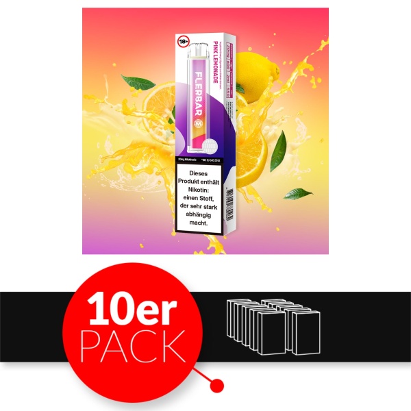 Flerbar M - Einweg E-Shisha ca. 600 Züge - Pink Lemonade - 20 mg/ml 10er Pack