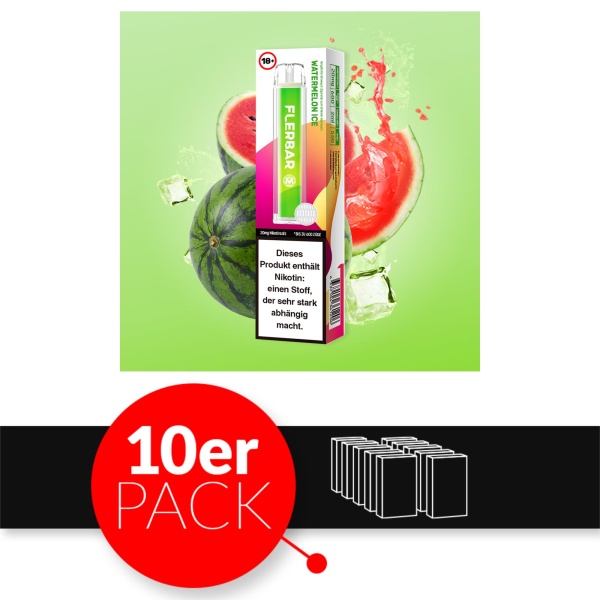 Flerbar M - Einweg E-Shisha ca. 600 Züge - Watermelon Ice - 20 mg/ml 10er Pack
