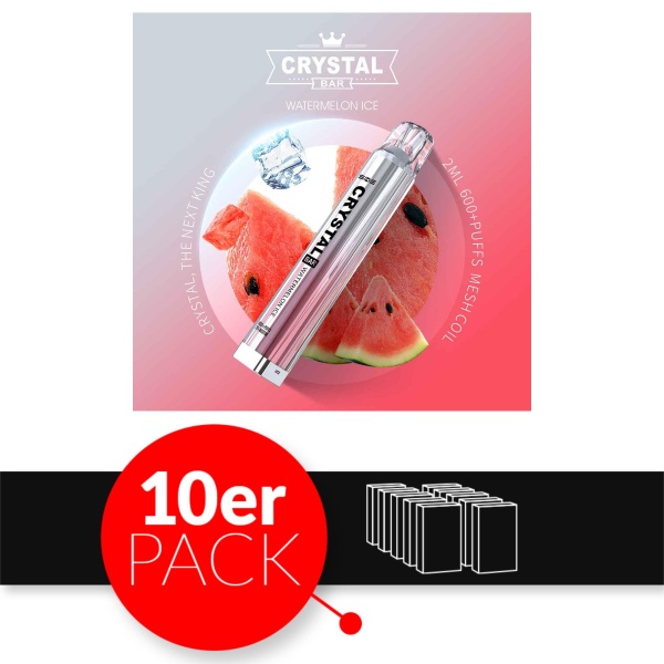 SKE Crystal Bar - Einweg E-Shisha ca. 600 Züge - Watermelon Ice - 20 mg/ml 10er Pack