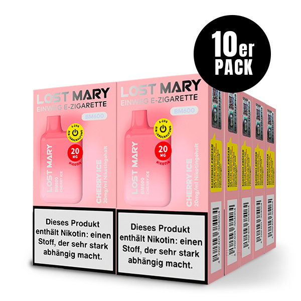 Elfbar Lost Mary - Einweg E-Shisha ca. 600 Züge - Cherry Ice - 20 mg/ml 10er Pack