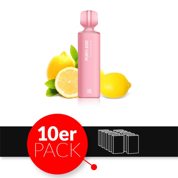 Pura 600 - Einweg E-Shisha ca. 600 Züge - Pink Lemonade - 20mg 10er Pack