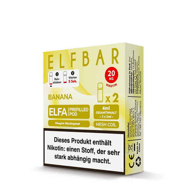 ELFBAR ELFA Liquid Pod 2er Pack (2 x 2ml) 20mg Nikotin - Banana