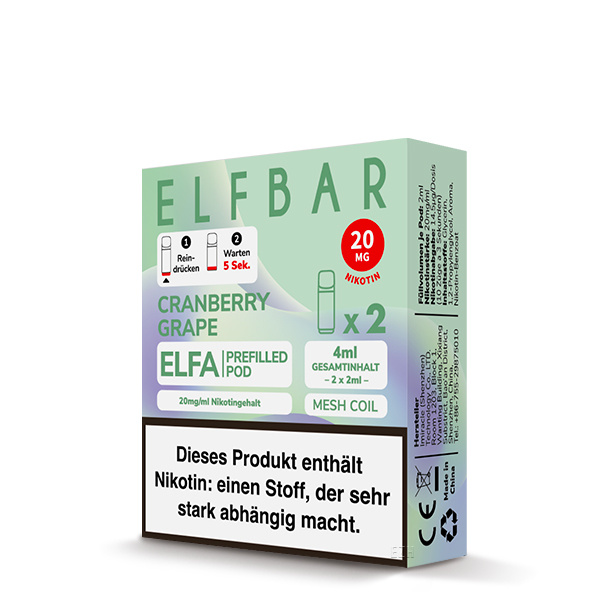 ELFBAR ELFA Liquid Pod 2er Pack (2 x 2ml) 20mg Nikotin - Cranberry Grape