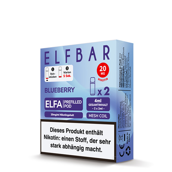 ELFBAR ELFA Liquid Pod 2er Pack (2 x 2ml) 20mg Nikotin - Blueberry