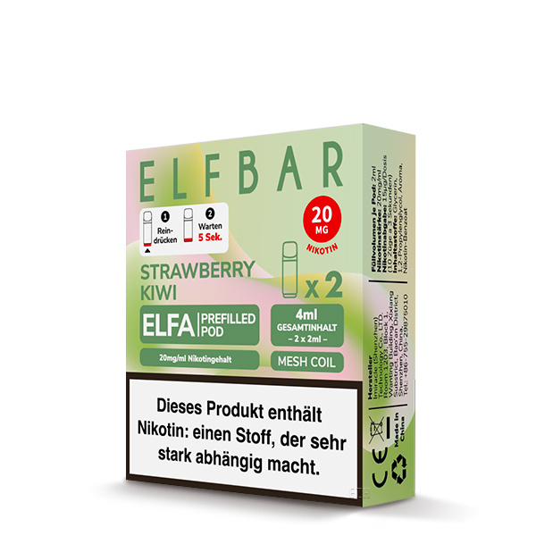 ELFBAR ELFA Liquid Pod 2er Pack (2 x 2ml) 20mg Nikotin - Strawberry Kiwi