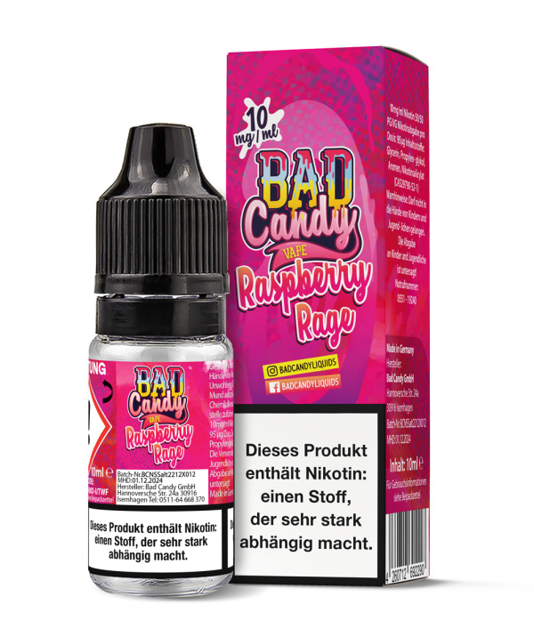 Bad Candy Nikotinsalz Liquid 10ml 10mg - Raspberry Rage