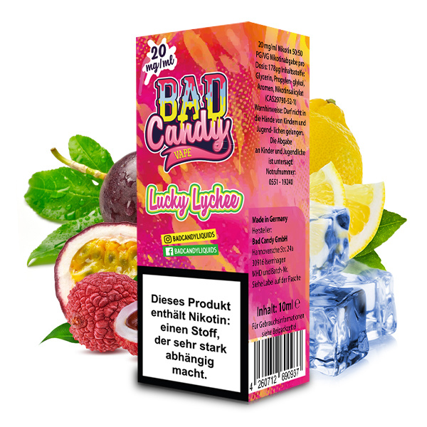 Bad Candy Nikotinsalz Liquid 10ml 20mg - Lucky Lychee