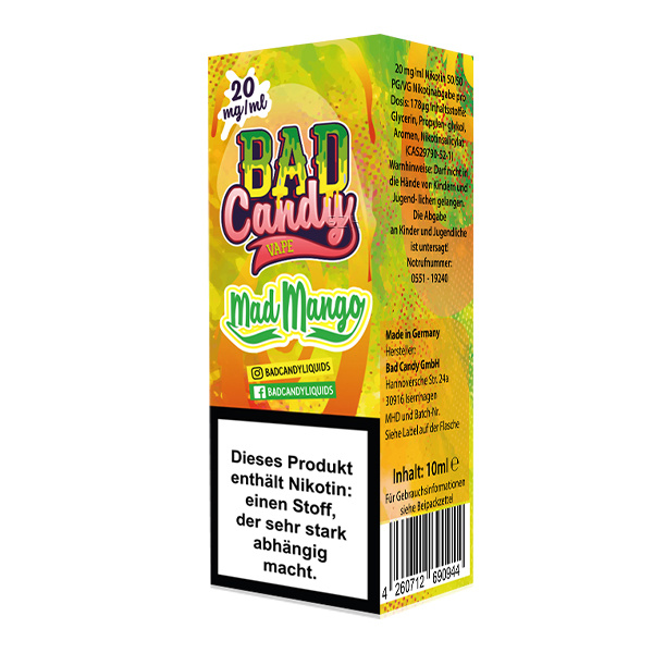 Bad Candy Nikotinsalz Liquid 10ml 20mg - Mad Mango