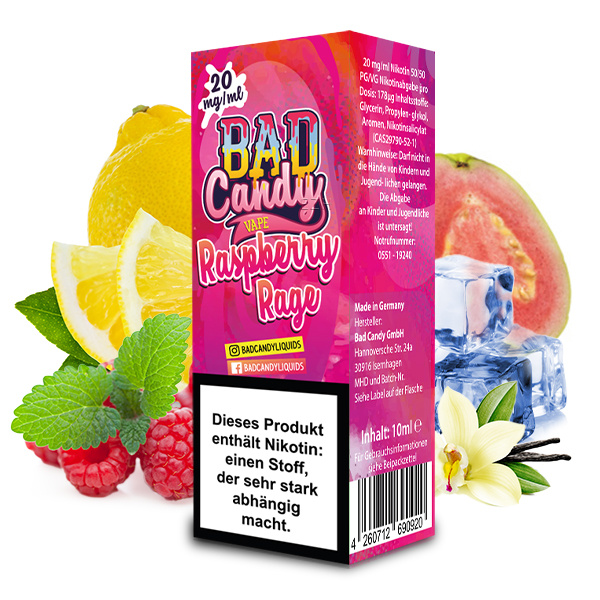 Bad Candy Nikotinsalz Liquid 10ml 20mg - Raspberry Rage