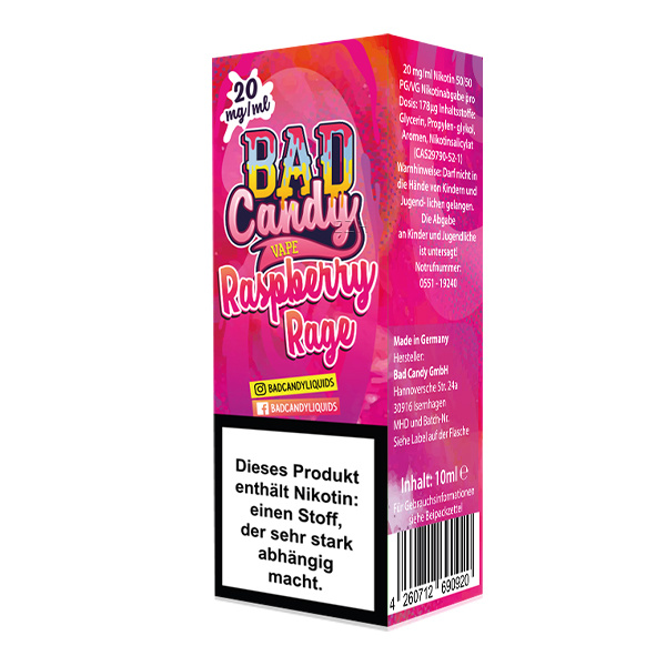 Bad Candy Nikotinsalz Liquid 10ml 20mg - Raspberry Rage