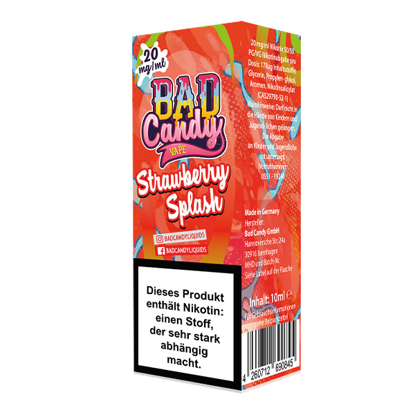 Bad Candy Nikotinsalz Liquid 10ml 20mg - Strawberry Splash