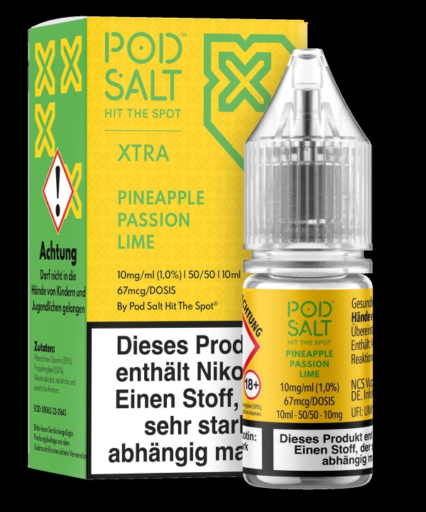 Pod Salt Xtra Liquid 10ml 10mg - Pineapple Passion Lime