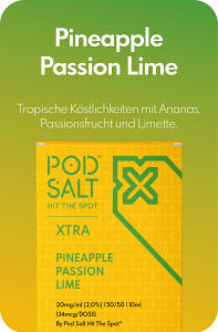 Pod Salt Xtra Liquid 10ml 20mg - Pineapple Passion Lime