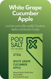 Pod Salt Xtra Liquid 10ml 20mg - White Grape Cucumber Apple