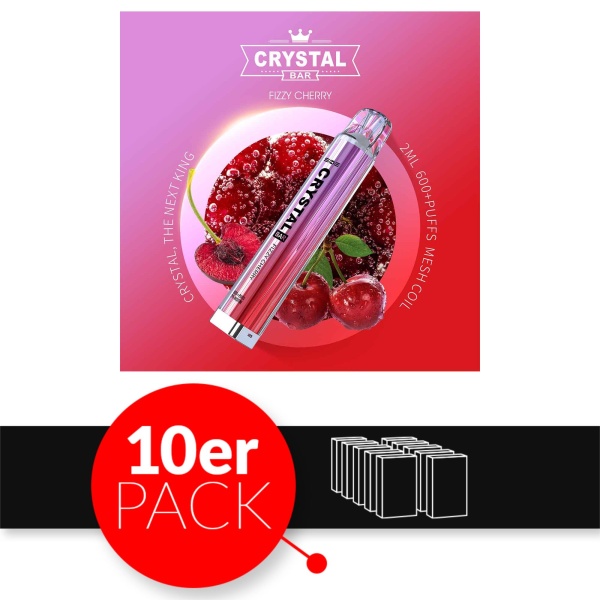 SKE Crystal Bar - Einweg E-Shisha ca. 600 Züge - Fizzy Cherry - 20 mg/ml 10er Pack